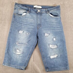 Refinery Republic Mens Blue Distressed Denim Jean Shorts Size 34